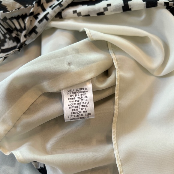 Milly Of New York Dress Black & White Cotton Silk V Neck Exposed Zip Sz10 - Picture 8 of 9